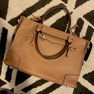 Rebecca Minkoff Large Regan Leather Crossbody Satchel in Nude w/ Silver Hardware